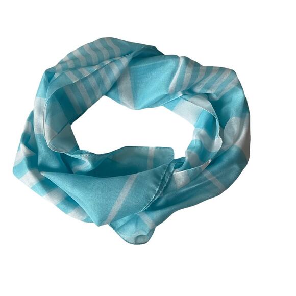 Lightweight Summer Scarf Stripe Light Blue White Made in Italy EUC - Picture 4 of 8